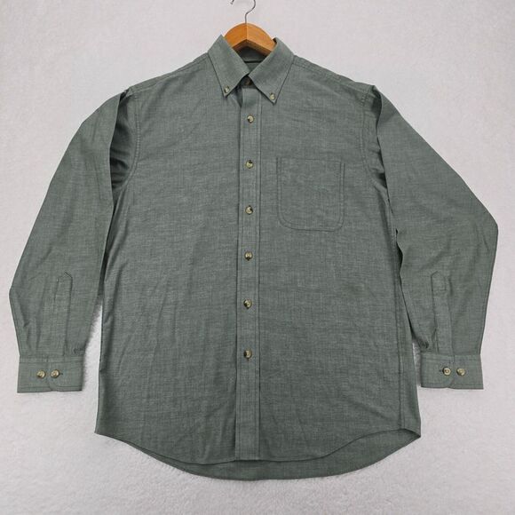 L.L. Bean Slim Fit‎ Mens Shirt Long Sleeve Size Small Regular Color Green - Picture 2 of 16